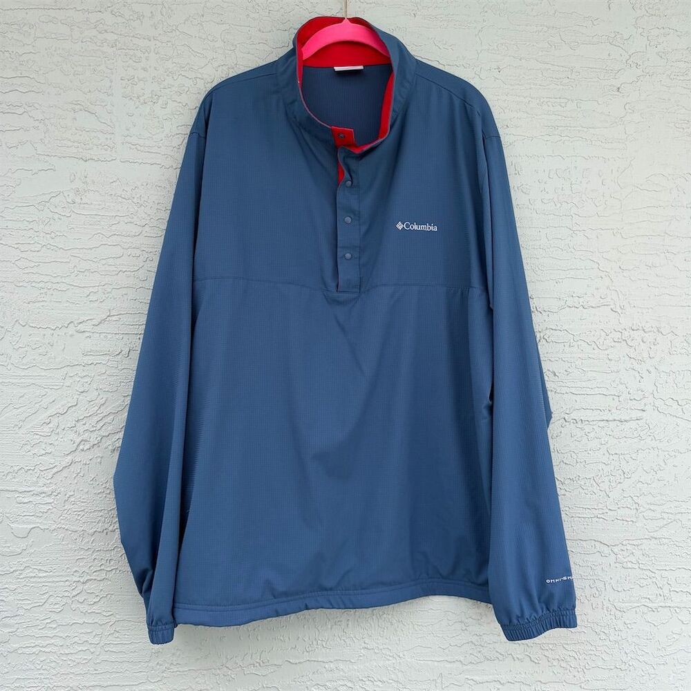 Columbia Men's XL Blue Windbreaker Jacket Snap Closure Outdoor Casual